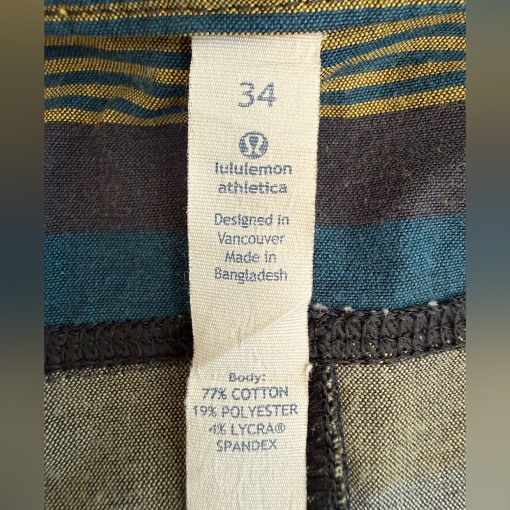 Lululemon Shorts Men's Multicolor Gray Striped Chino Casual Performance Size 34 - Picture 6 of 7